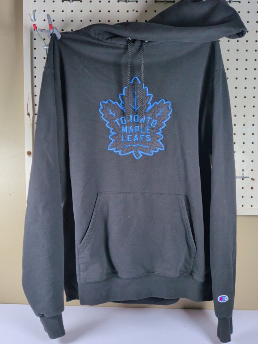 Champions Toronto Maple Leafs NHL Hoodie Black Pullover Size Large L Polyester
